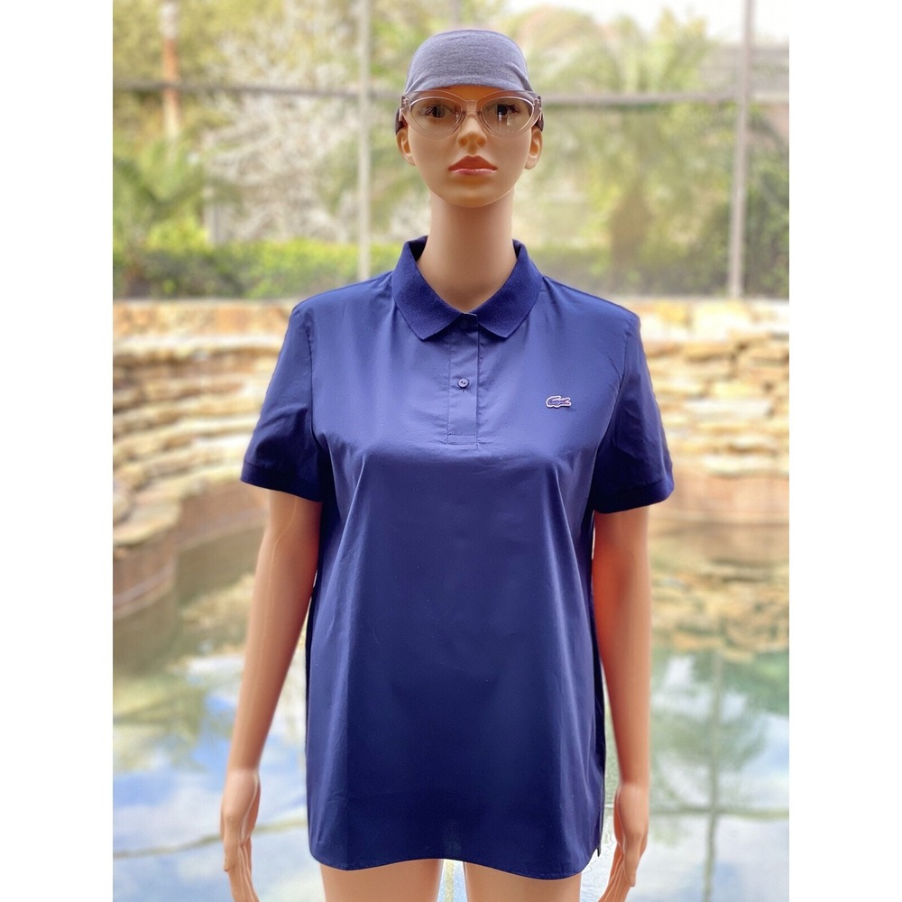 Lacoste Women's Blue Cotton Polo Shirt Size 10 - New with Tags
